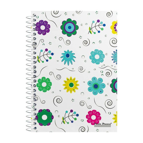 Caderno capa dura espiral pequeno 96 folhas Uau feminino Pauta Branca