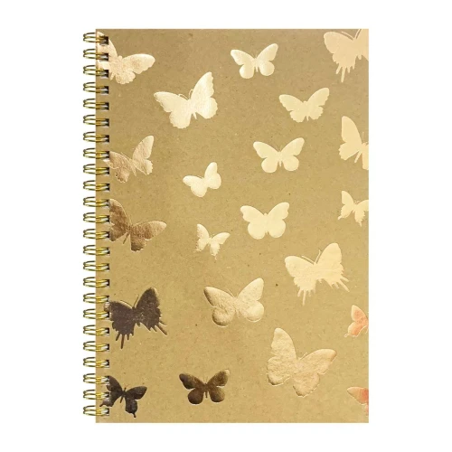 Caderno capa kraft 80 folhas decorado + caneta 142x208mm Interponte