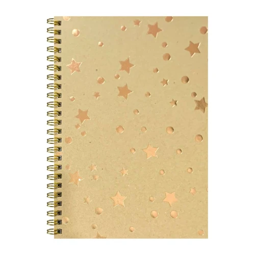 Caderno capa kraft 80 folhas decorado + caneta 142x208mm Interponte