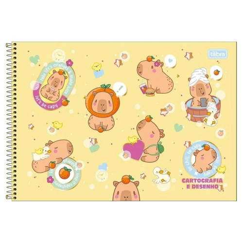 Caderno de desenho Grande capa dura 80 folhas Capivara Club Tilibra