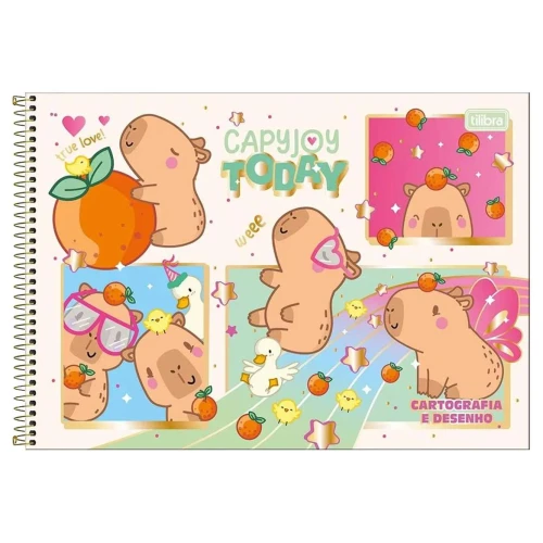 Caderno de desenho Grande capa dura 80 folhas Capivara Club Tilibra
