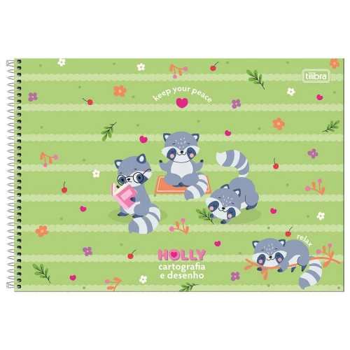 Caderno de desenho grande capa dura 80 folha Holly Tilibra