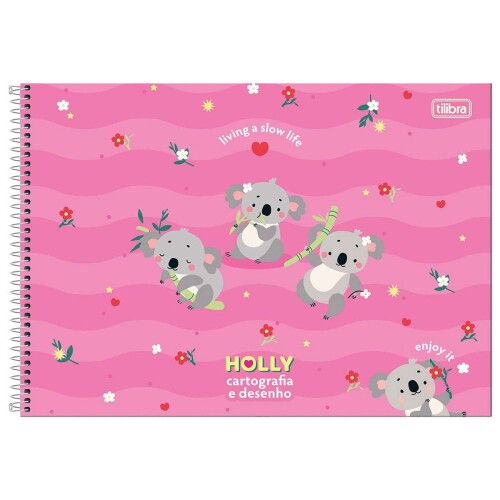 Caderno de desenho grande capa dura 80 folha Holly Tilibra