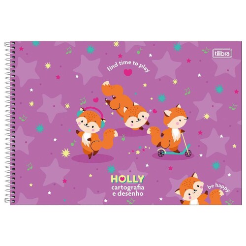 Caderno de desenho grande capa dura 80 folha Holly Tilibra