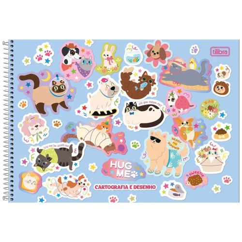Caderno de desenho grande capa dura 80 folhas Hug Me Tilibra