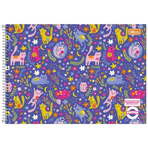 Caderno de desenho grande capa dura 80 folhas Pepper feminino Tilibra