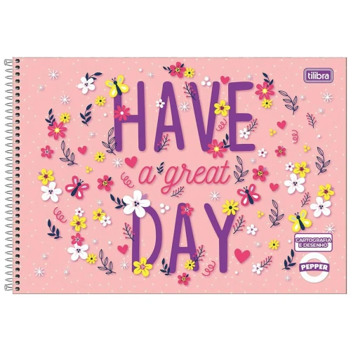Caderno de desenho grande capa dura 80 folhas Pepper feminino Tilibra