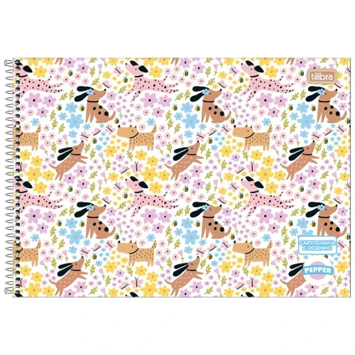 Caderno de desenho grande capa dura 80 folhas Pepper feminino Tilibra