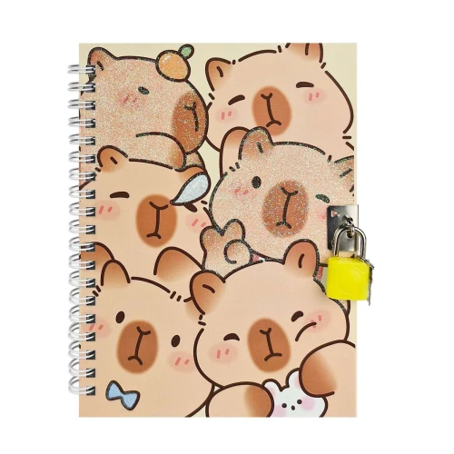 Caderno diário 112x174mm 45 folhas com cadeado Capivara sortido Interponte
