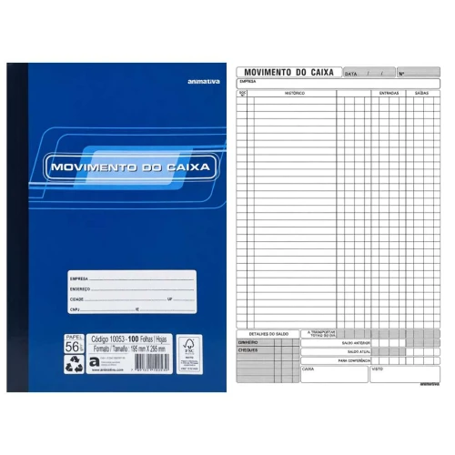 Caderno movimento do caixa grande capa mole com 100 folhas Animativa