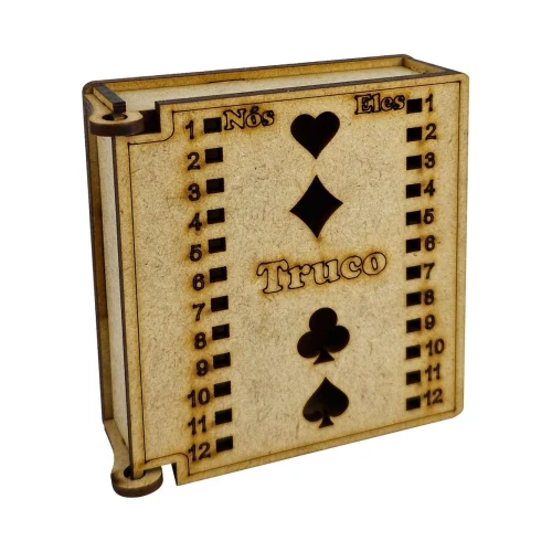 Caixa MDF porta baralho com marcador de truco