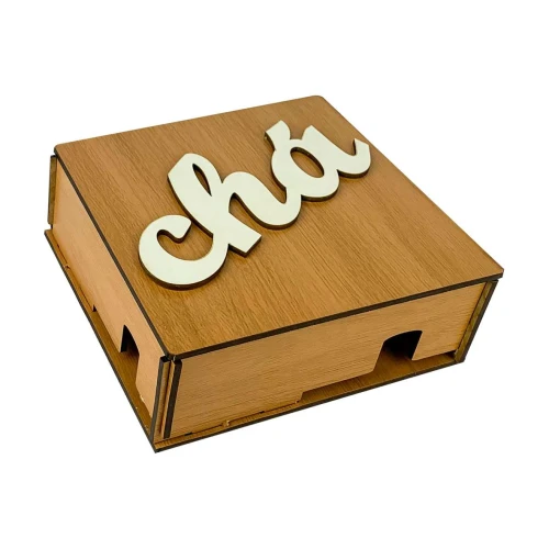 Caixa de mdf quadrada para chá 15,5x15,5x5cm sortidas