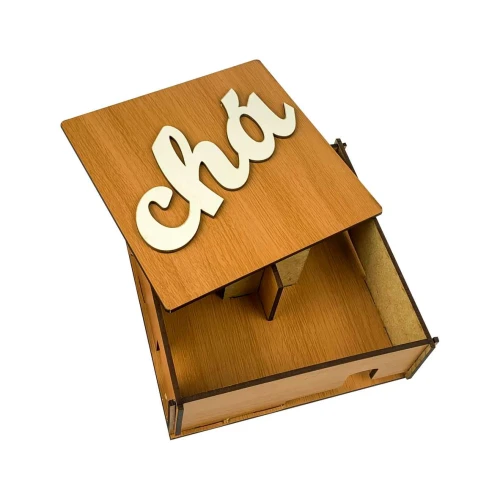 Caixa de mdf quadrada para chá 15,5x15,5x5cm sortidas
