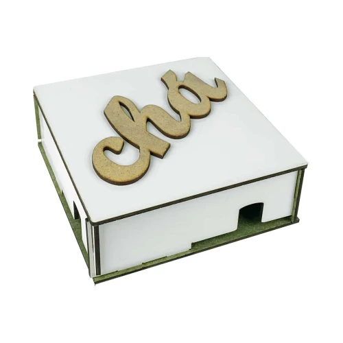 Caixa de mdf quadrada para chá 15,5x15,5x5cm sortidas
