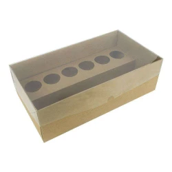 Caixa de papel kraft bebida e brigadeiro com visor 13x24x7,5cm CT-Box