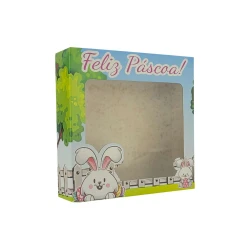 Caixa de papel kraft retangular com visor 35x25x7,5cm