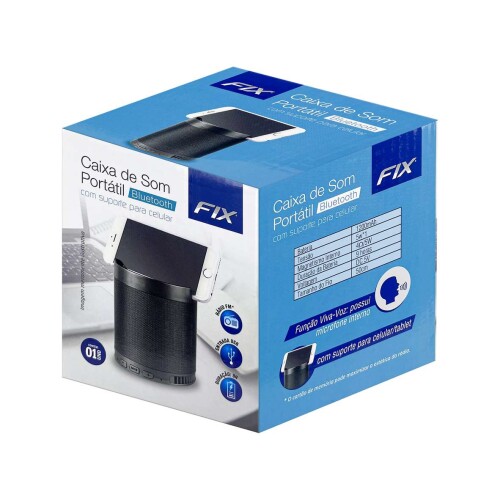 Caixa de som bluetooth 5w com suporte para celular Fix Caixa de som bluetooth 5w com suporte para celular Fix