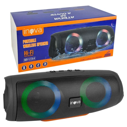 Caixa de som rádio bluetooth com luz MD-12264 Inova