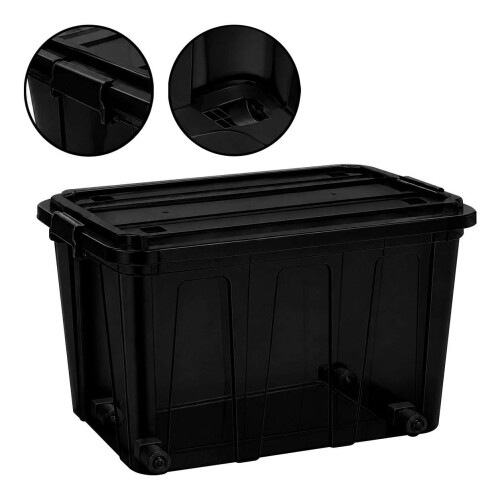 Caixa organizadora container 20 litros com trava preta Plásticos MB Caixa organizadora container 20 litros com trava preta Plásticos MB