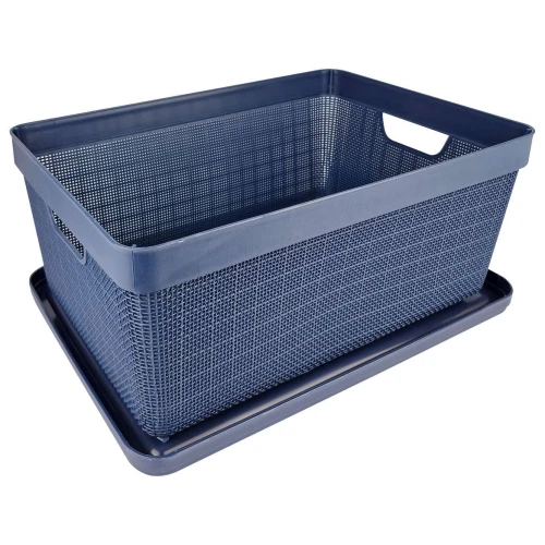 Caixa organizadora multiuso 15L de plástico juta azul Jaguar
