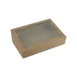 Caixa papel kraft com visor 10x14x4cm com 10 unidades