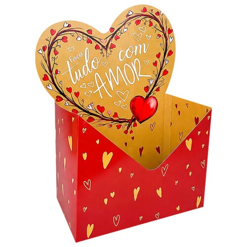 Caixa para presente envelope 20x12x16cm Com Amor Caixa para presente envelope 20x12x16cm Com Amor