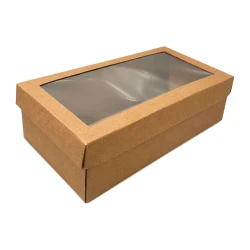 Caixa para presente kraft sapato com visor 35x18x10cm