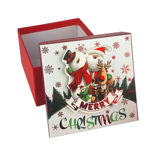 Caixa para presente quadrada 09x09x6cm natal sortida