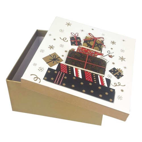 Caixa para presente quadrada 17,5x17,5x8,5cm natal sortida