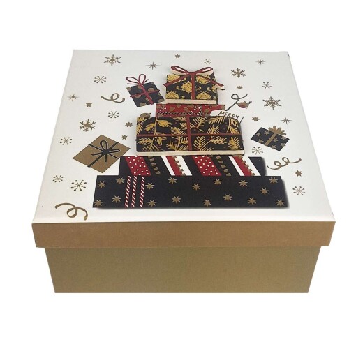 Caixa para presente quadrada 17,5x17,5x8,5cm natal sortida