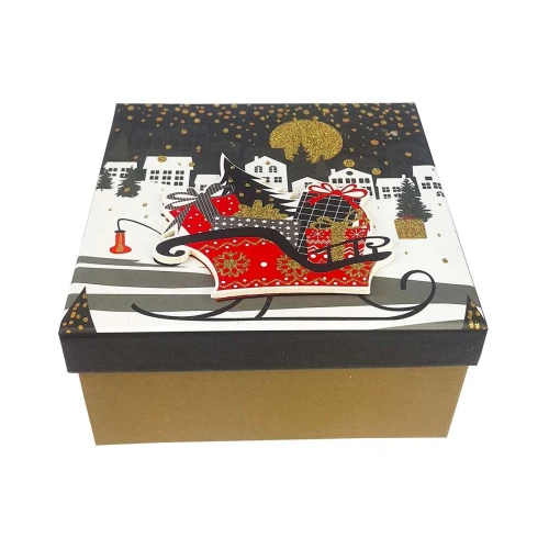 Caixa para presente quadrada 15x15x7cm natal sortido