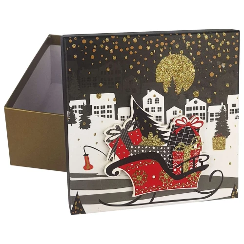 Caixa para presente quadrada 15x15x7cm natal sortido