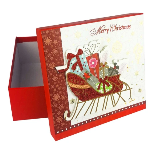 Caixa para presente quadrada 21x21x9cm natal sortido