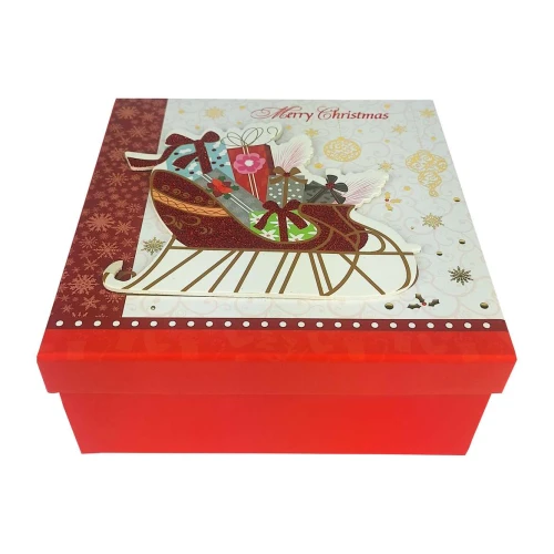 Caixa para presente quadrada 21x21x9cm natal sortido