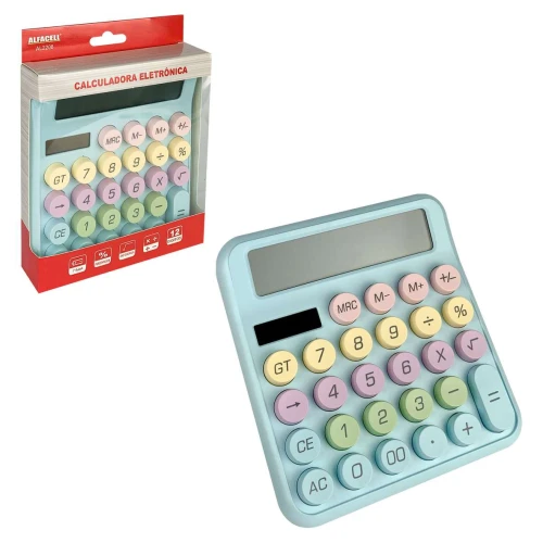 Calculadora grande 12 dígitos tons pastéis AL2208