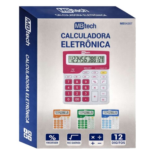 Calculadora mbtech md 12 digitos eletronica preta mb54313