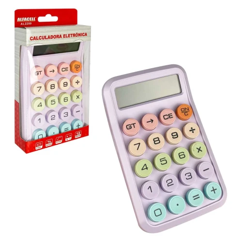 Calculadora média 12 dígitos tons pastéis AL2289