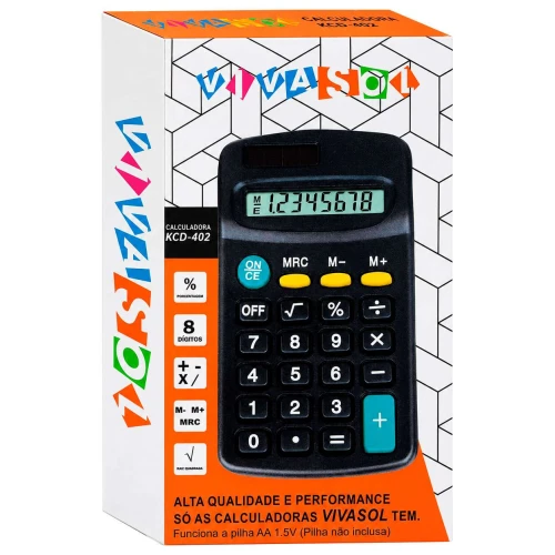 Calculadora pequena 8 digitos preta kcd402 Calculadora pequena 8 digitos preta kcd402