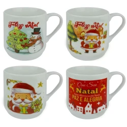 Caneca cerâmica decorada natal 250ml sortida