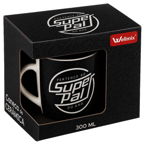 Caneca de cerâmica 300ML super pai na caixa Caneca de cerâmica 300ML super pai na caixa