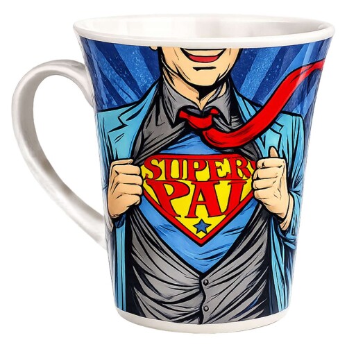 Caneca de cerâmica 310ML super pai comic na caixa Caneca de cerâmica 310ML super pai comic na caixa
