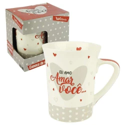 Caneca de ceramica 320ml namorados na caixa wellmix
