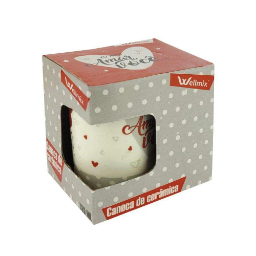 Caneca de ceramica 320ml namorados na caixa wellmix