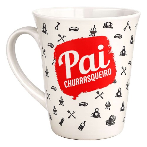 Caneca de ceramica 400ML pai churrasqueiro na caixa