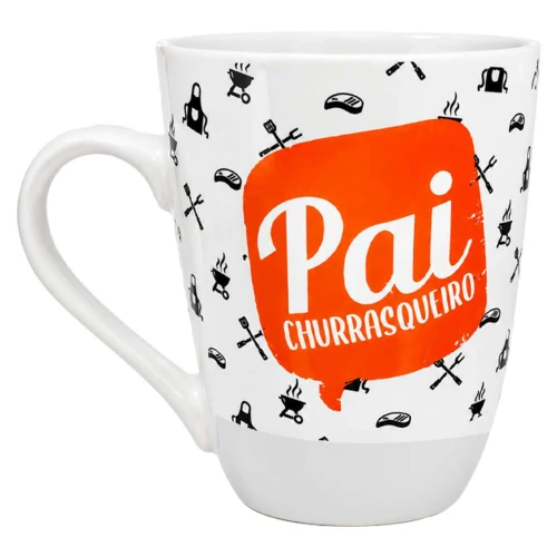 Caneca de ceramica 400ML pai churrasqueiro na caixa Caneca de ceramica 400ML pai churrasqueiro na caixa