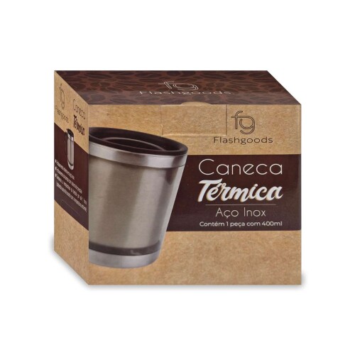 Caneca de inox 400ml térmica com tampa sortidas