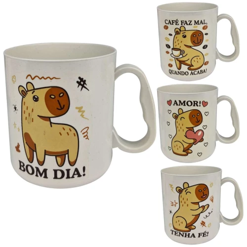 Caneca de plástico 450ml capivara na caixinha