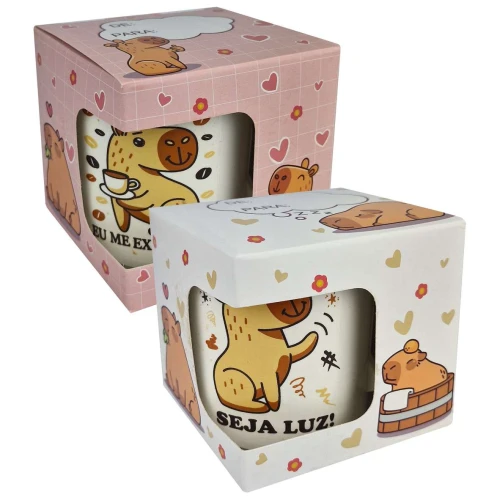 Caneca de plástico 450ml capivara na caixinha