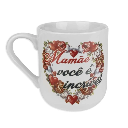 Caneca de porcelana 250ml decorada mãe sortidas