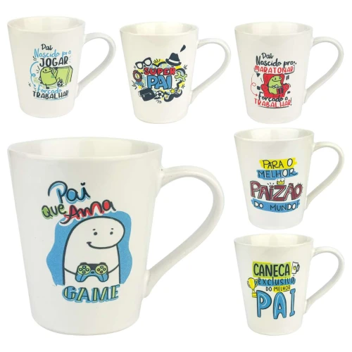 Caneca de porcelana tulipa Pai 250ml sortidas